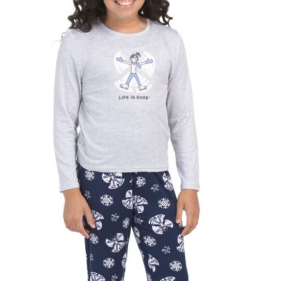 NWT LIFE IS GOOD Girls Snow Angel Pajama Set Size 5 - Picture 1 of 4